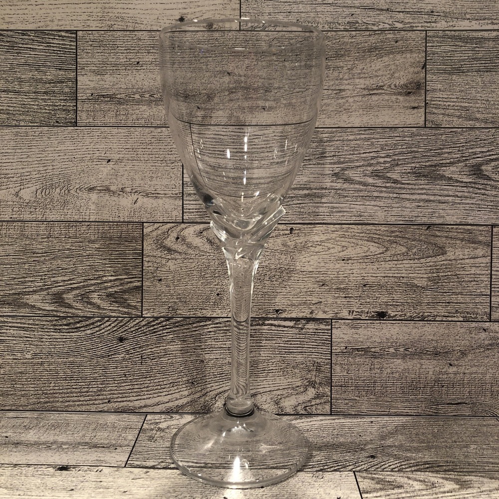 Plain Rim 8x3" Water Wine Tea Goblet Glass Stem‎ Leaf Embellished Stem Vintage